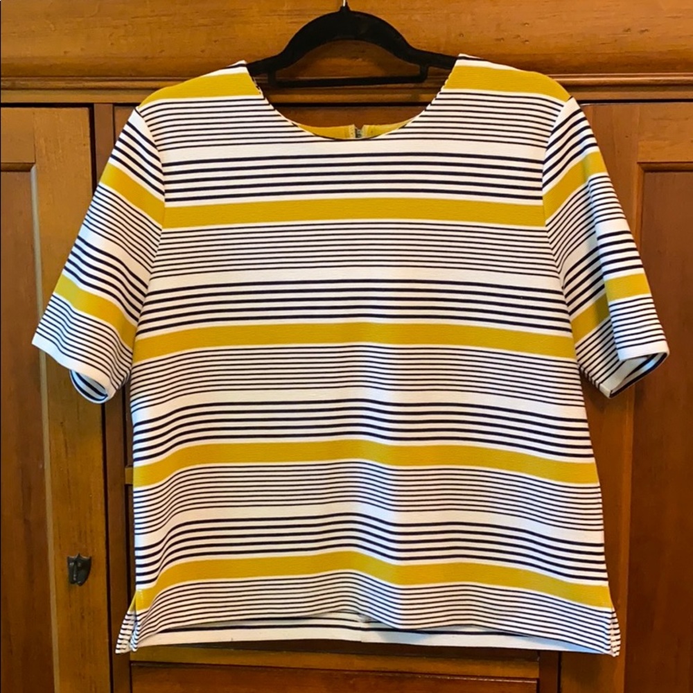 Old Navy Navy & Yellow Zip Back Top